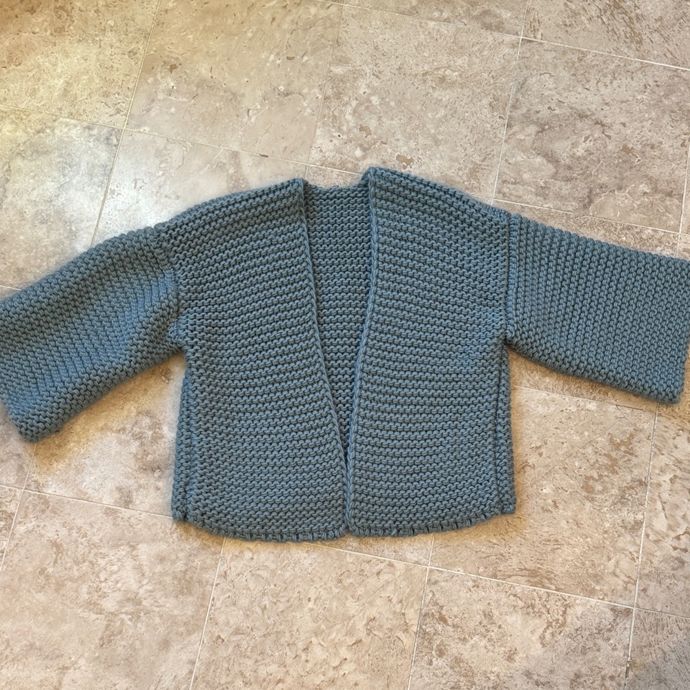 Knitted and Knotted Cozy Blue Knit Chunky Cardigan - New!